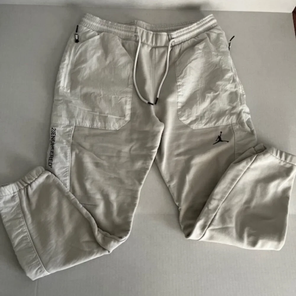 Jordan Light Gray and White Jogger Sweatpants